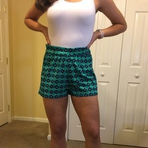 Mudpie Green and Blue Ruffle Shorts